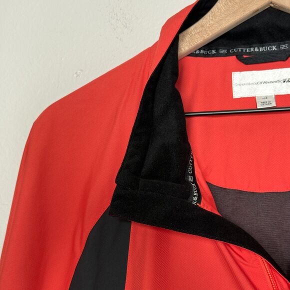 Cutter & Buck Mens Jacket Large Orange Black Pullover 1/4 Zip Windbreaker Active - Picture 6 of 12